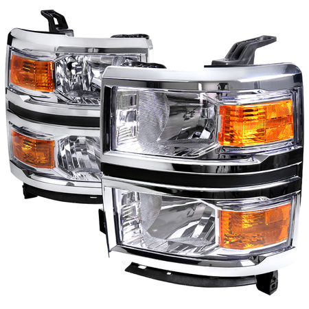 SPEC-D TUNING 14-16 Chevrolet Silverado Projector Headlight Chrome Housing 2LH-SIV14-RS